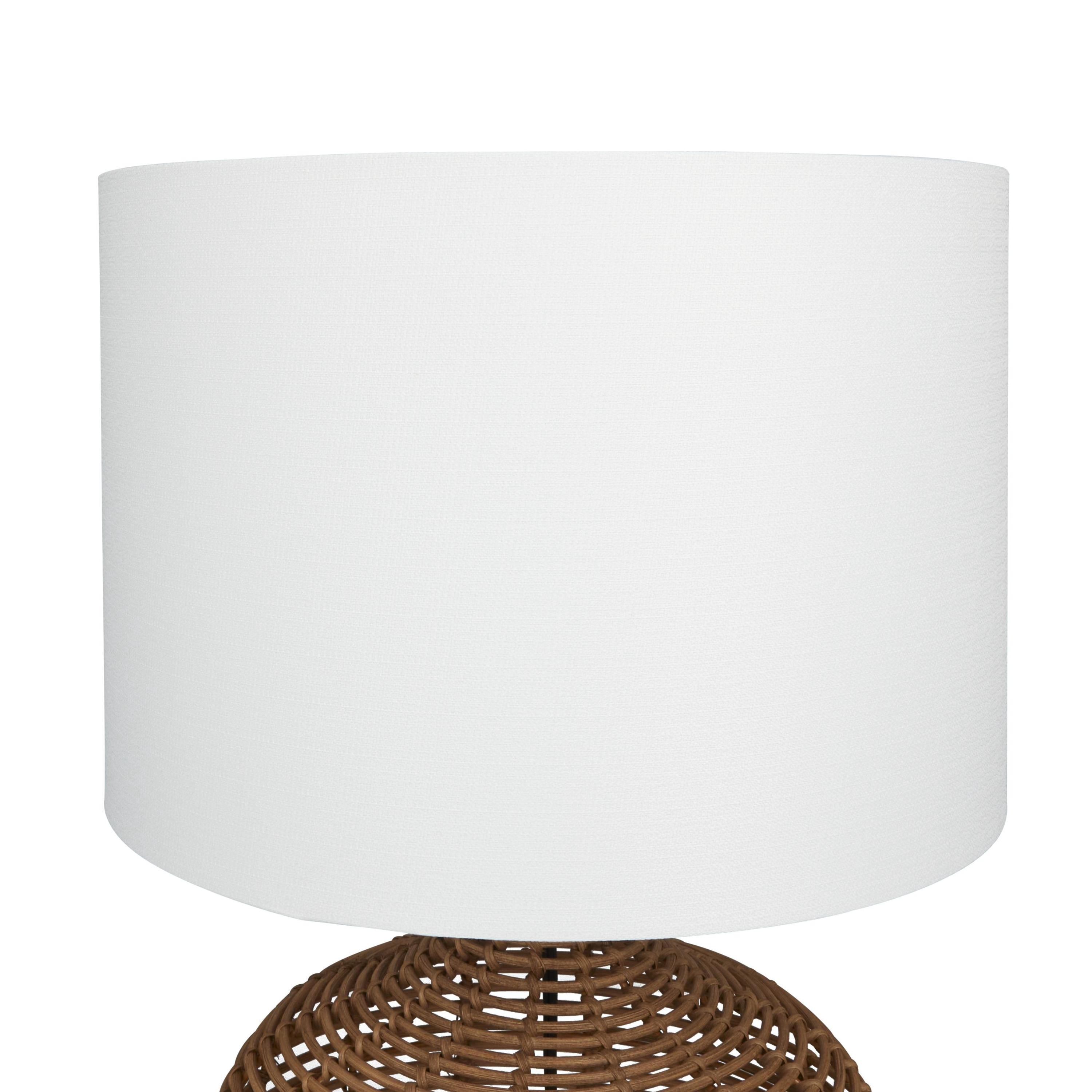 DecMode 25" Handmade Woven Brown Table Lamp with White Fabric Shade
