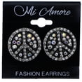thumbnail image 2 of Mi Amore AB Finish Peace Sign Stud-Earrings Black & Silver-Tone, 2 of 2