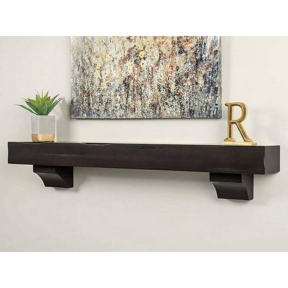 Mantels Direct Breckenridge 48" Rustic Distressed Wood Fireplace Mantel Shelf - Espresso