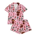 thumbnail image 5 of Womens Pajamas Trendy Cow Print Short Sleeve Button Down Shirt And Shorts Womens Sleepwear,Pink,S, 5 of 5