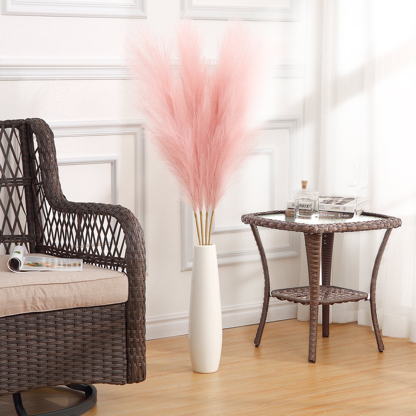 LUNAMA HOME DÉCOR® 6 PCS Pink Pampas Grass Decor 43” Tall - Artificial  Pampas Grass Decor - Floor Vase Filler Feathers Decor for Living Room,  Kitchen