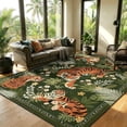 thumbnail image 6 of Beltran 8x10 Washable Tiger Area Rug – Vintage Safari Non Slip Carpet, Boho Green Print Rug for Large Living Room Open Floor Plan Bedroom, Easy Clean, 6 of 7