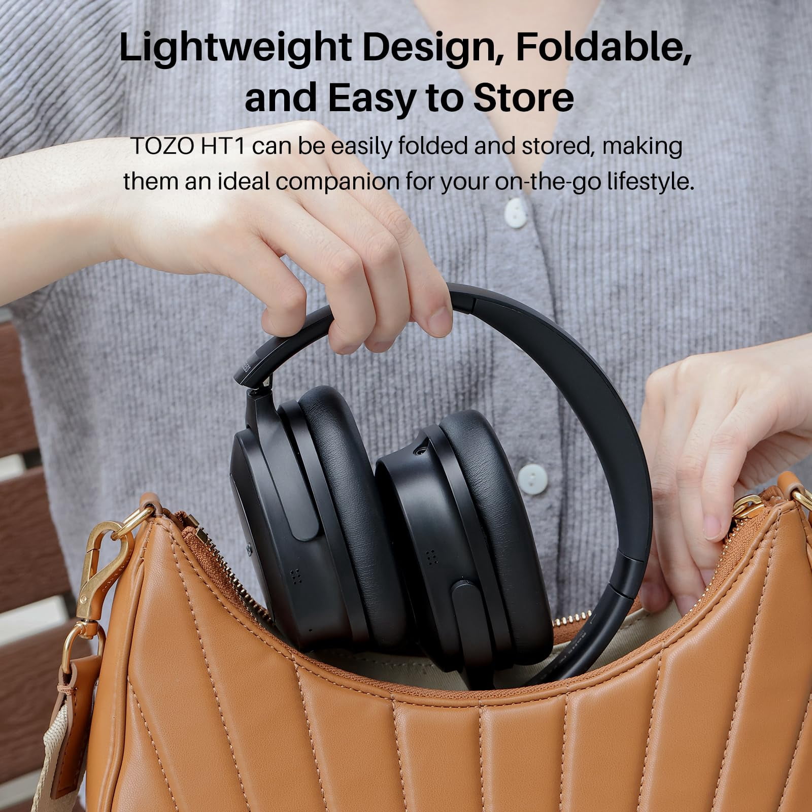 TOZO HT1 Over Ear Bluetooth 5.3 Headphones,ANC & ENC Noise Cancelling Clear Calls,40H Playtime,Custom 32EQ via App,Hi-Res Audio Deep Bass,Comfort Fit Ear Cups,Wireless Headphone for Sport Travel Home
