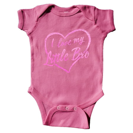 

Inktastic I Love My Little Bro in Pink Chalk Heart Gift Baby Boy or Baby Girl Bodysuit
