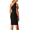 thumbnail image 3 of Unique Bargains Women's Bow One-Shoulder Sleeveless Elegant Cocktail Sheath Dress Black L, 3 of 6