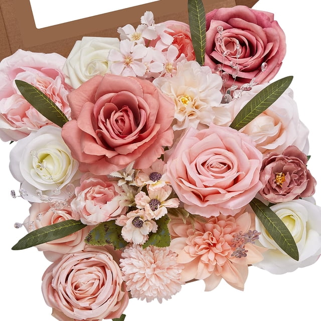 Set de ramo de flores artificiales de seda rosa Serwalin, 13 piezas
