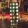 thumbnail image 2 of GuangCheng George Mens Green and White Plaid Pajama Pants Soft, Comfortable Loungewear with Elastic Waist,Size:M, 2 of 5