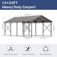thumbnail image 2 of ASJMR 12x22 Ft Metal Carport Hardtop Outdoor Canopy Shelter Garage Gazebo Weather-Resistant with Enhanced Base and Galvanized Steel Roof For Car,Truck,Pickups,Tractors & Boat, 2 of 7