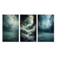 thumbnail image 2 of Designart "Ocean Storm euphony II" Nautical & Beach Wall Art Set Of 3 - Teal Storms Gallery Wall Set For Home Decor, 2 of 7
