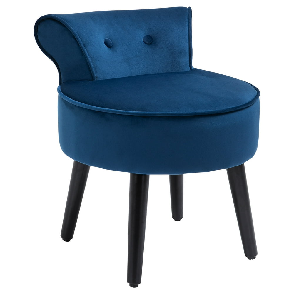 HOMCOM Modern Leisure Chair Makeup Vanity Stool Armless with Low Back, Velvet Style Fabric and 
