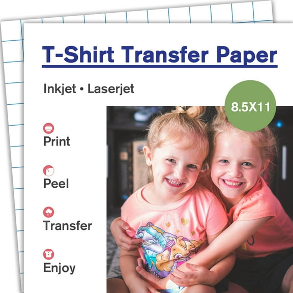 40 Sheets Printable Heat Transfer Paper for Dark Fabrics, Iron-on Dark T-shirt Transfer Paper Works with Inkjet   Laser   Cricut 8.5x11 Letter Size