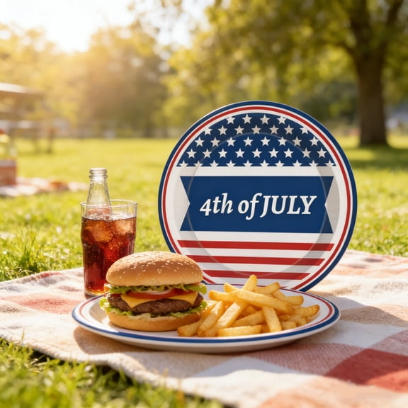 Independence Day Paper Plates - 7 Inch Disposable Dinner Plates with Stars and Stripes Designs, Red White Blue Patriotic Decor for July 4th Celebrations, Perfect Party Supplies