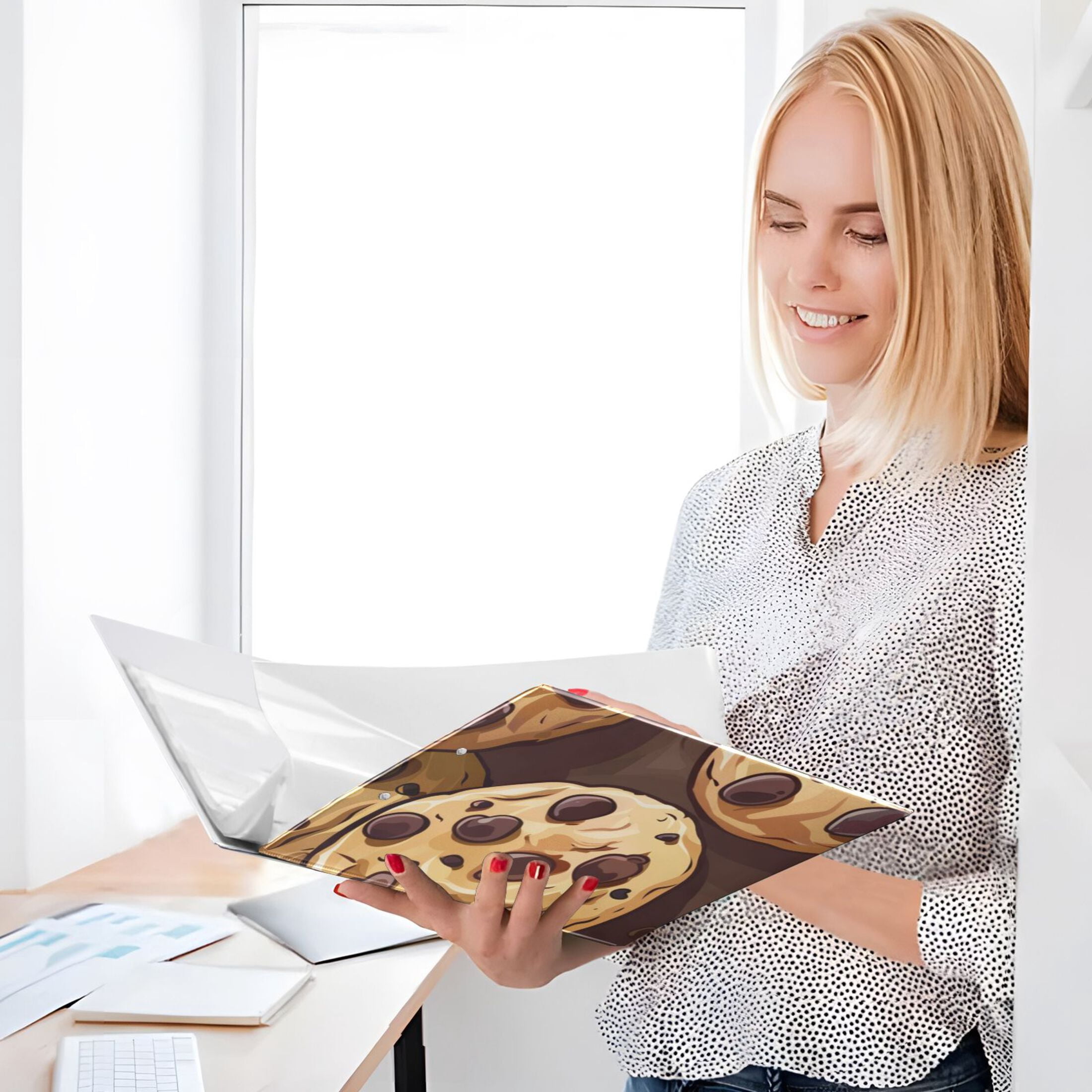 Chocolate Chip Cookies 3 Ring Binders 1.5 inch Hardcover File Folders with Interior Pockets A4 Size Organizer for School Office Hospital
