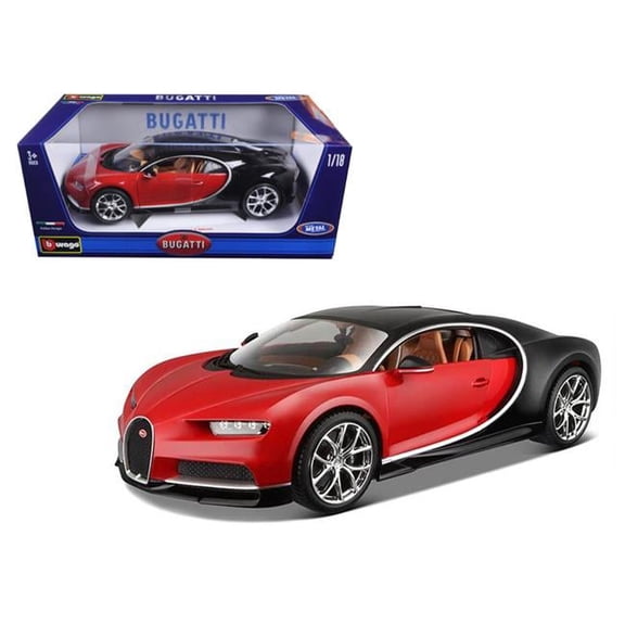 Bburago 11040R 1 isto 18 2016 Bugatti Chiron Diecast Model Car, Red with Black
