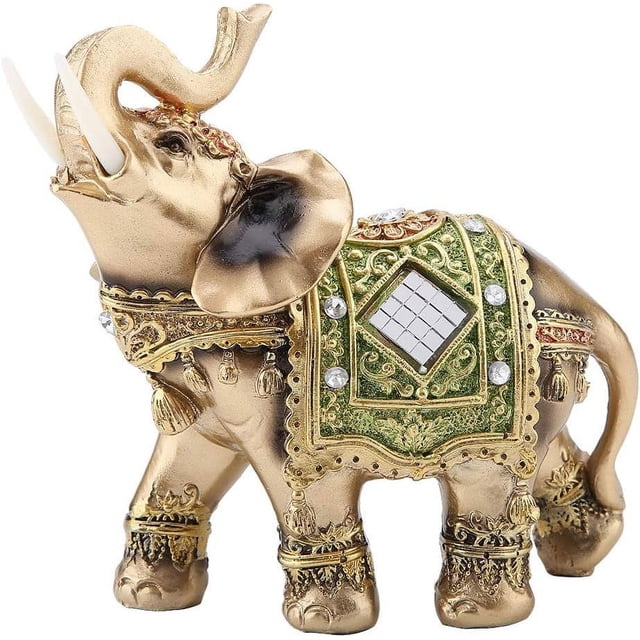 Estatua de elefante de Feng Shui con símbolo de la suerte para decoración del hogar y la oficina, mano de obra exquisita con base antideslizante, material de resina que muestra una forma de animal