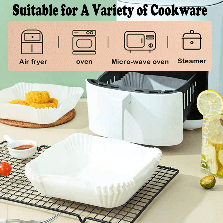 200 disposable air fryer liners for baking, roasting, and microwave use.
