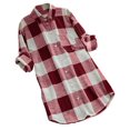thumbnail image 1 of T-Shirt Joyeux Nouvel An pour Femmes Col Rond Imprimé à Carreaux Manches Longues Boutons Hauts Décontractés Blouse, 1 of 5