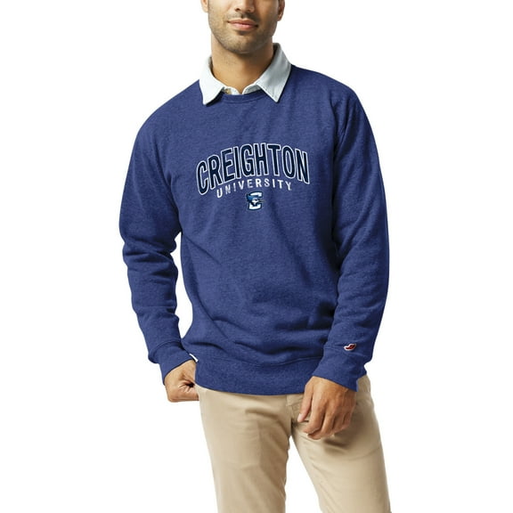 Men's League Collegiate Wear  Heather Royal Creighton Bluejays  Heritage Tri-Blend Pullover Sweatshirt