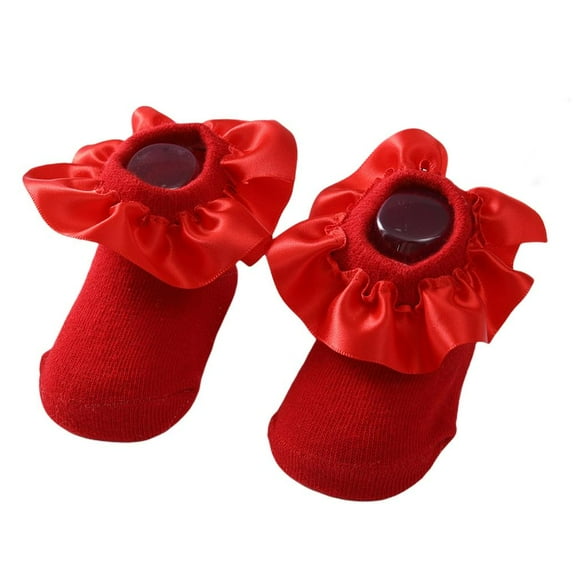 JANDEL 1 Pairs Infant Baby Non Slip Grip Ankle Socks with Non Skid Soles, Cotton Stretch SocksforToddlers Kids Unisex Boys Girls 0-2Y