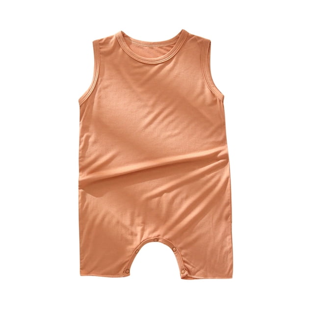 FAIWAD Combinaisons en Coton Unisexes Sans Manches Col Rond Extensible Combinaisons Printemps Été Bouton Ouvert Entrejambe Combinaisons