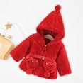 thumbnail image 4 of Zwiiyzr 2025 0-4T Boys and Girls Furry Jacket Winter Coat Fleece Sherpa Thick Cute Long Sleeve Outerwear Girdling with Hood Red, 4 of 6