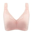 thumbnail image 2 of Elainilye Fashion Wireless Pushup Bra for Women Plus Size Bras Comfortable Oversized Solid Color Bra Daily Bra,Pink, 2 of 8