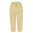 thumbnail image 3 of Capri Pants for Women 2025 Elastic Waist Straight Leg Casual Loose Capris with Pockets Womens Cropped Pants, 3 of 6