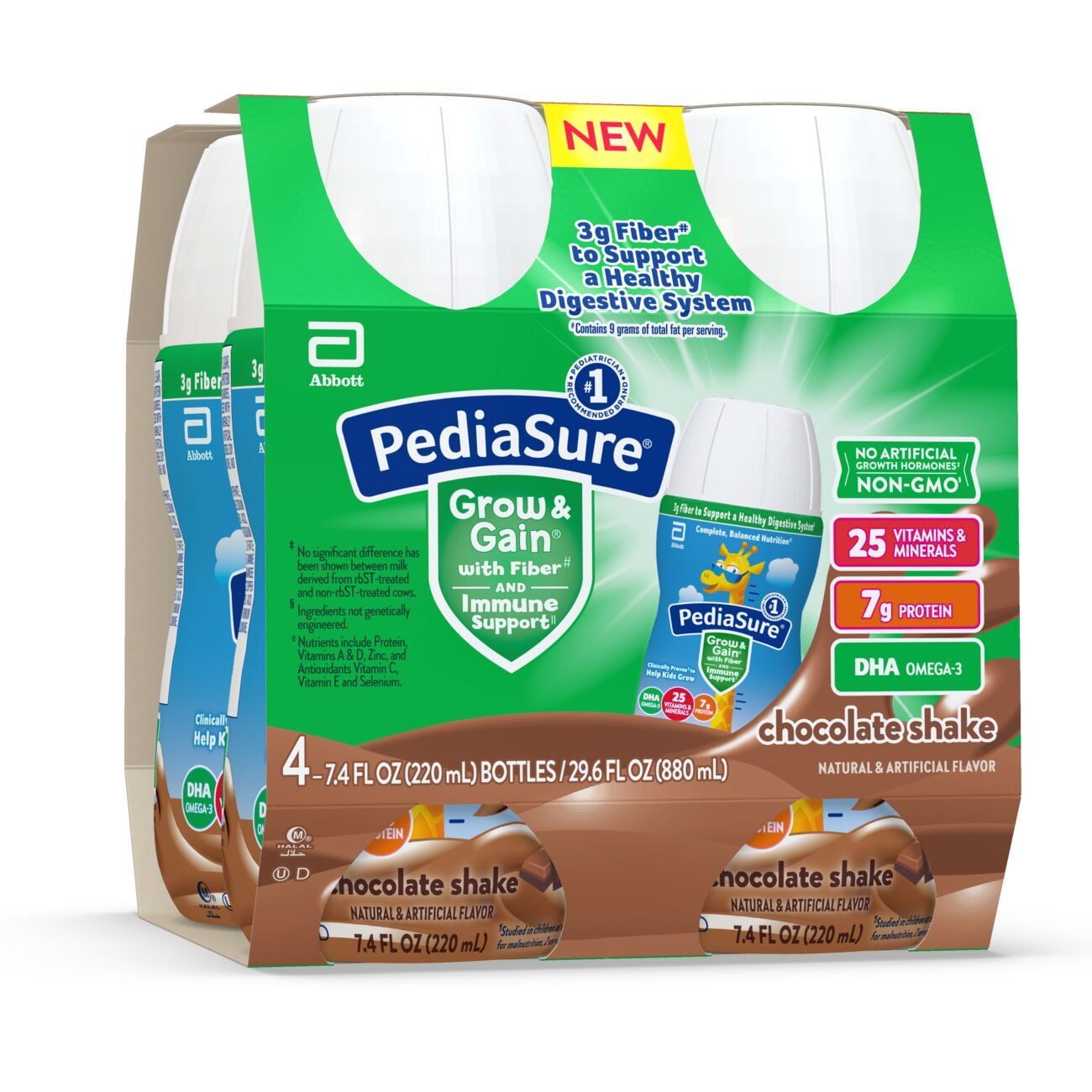 PediaSure Grow & Gain with Fiber Nutritional Shake, Chocolate, 7.4fl