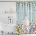 thumbnail image 3 of Easter Bunny Tail Shower Curtain, Waterproof Shower Curtains for Bathroom, Colorful Easter Eggs Teal Wooden Leaves Washable Fabric Bathtub Curtain Set Bath Decor with 12 Hooks Extra Long 72"x96", 3 of 8