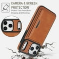 thumbnail image 6 of Case for iPhone 17 Pro, PU Leather + TPU Protective Cover with Detachable Magnetic Card Holder Kickstand, Classic Business Style, Microfiber Lining for iPhone 17 Pro, Brown, 6 of 10