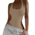 thumbnail image 2 of Camiseta Sin Mangas para Mujer Body Cuello en U Profundo Sin Mangas Sin Espalda Elástico Adelgazante Color Sólido Punto Camiseta Sin Mangas de Una Pieza Mono M Albaricoque, 2 of 6
