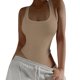 thumbnail image 2 of Camiseta Sin Mangas para Mujer Body Cuello En U Profundo Sin Mangas Sin Espalda Elástico Adelgazante Color Sólido Punto Camiseta Sin Mangas De Una Pieza Mono S Albaricoque, 2 of 6