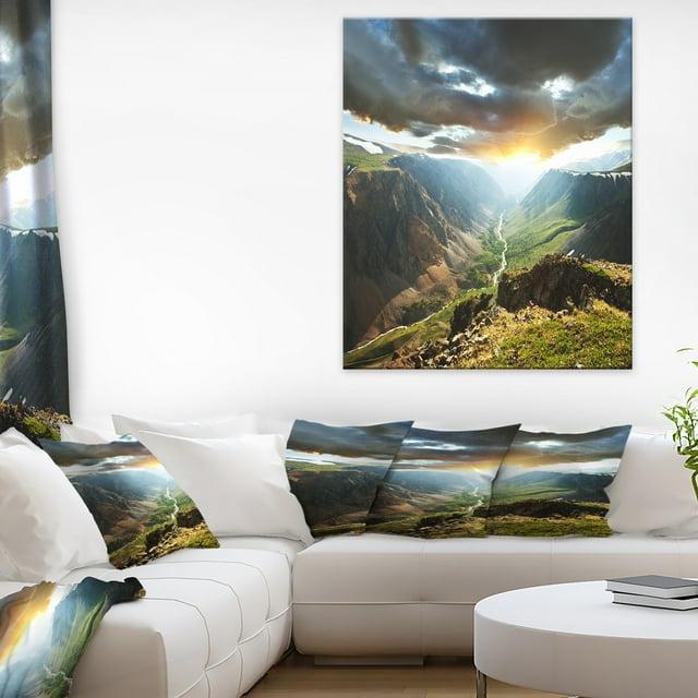 Clouds Touching Mountains At Sunset - Oversized Landscape Canvas Art
