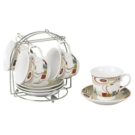 Lorren Home Trends Coffee Cups on Metal Stand Novelty Set (Set of