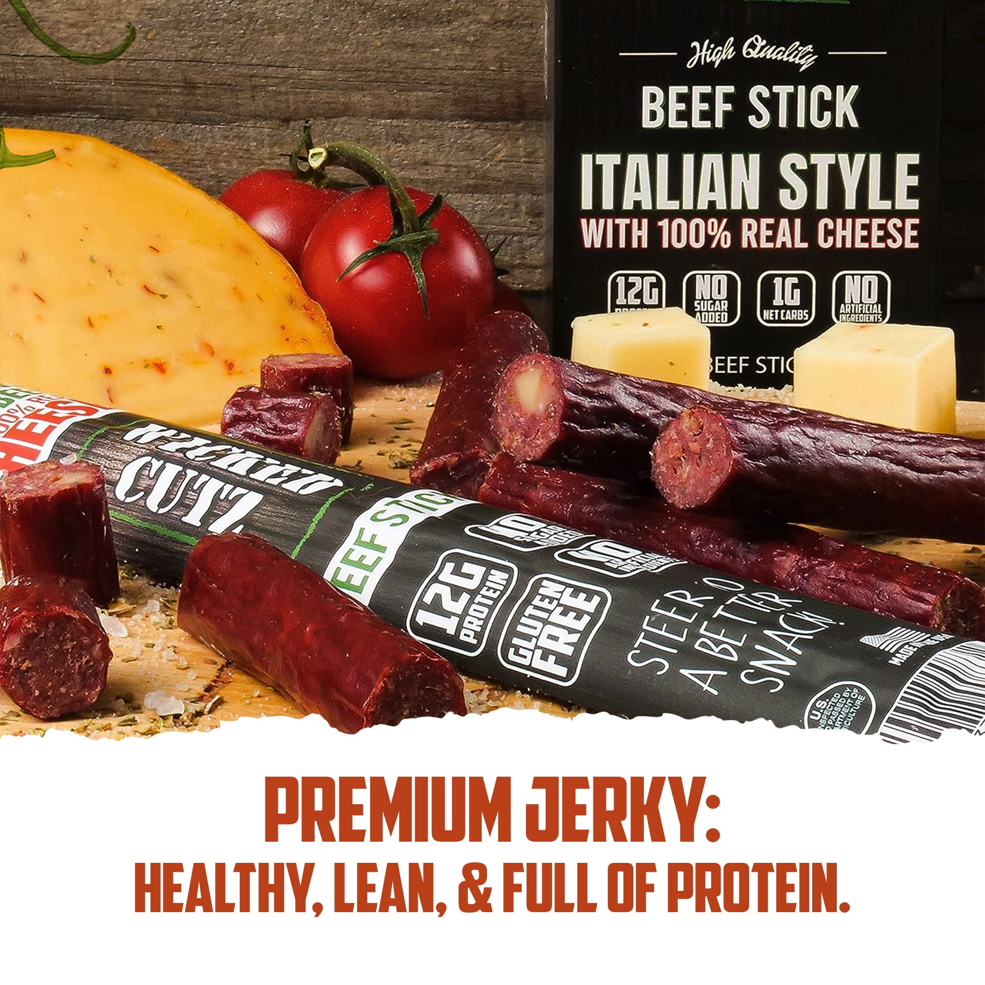 Wicked Cutz Premium Beef Jerky Sticks, Protein-Rich, 6-Flavor Variety Pack, 1.5 oz, 18-Pack