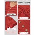 thumbnail image 4 of MOYIKO Blouses for Women T Shirts Pleated Button Puff Short Sleeve Shirts Dressy Casual V Neck Tunic Tops Summer Shirts, 4 of 7