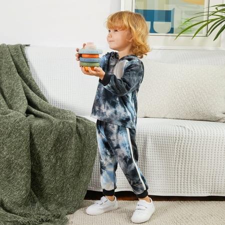 

ESHOO 6M-5T Toddler Boys Tracksuits Little Boys Casual Back to School Outfits Hooded Sweatshirts + Sweat Pants Clothes Set