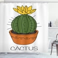 thumbnail image 1 of Ambesonne Cactus Shower Curtain, Plant with Yellow Flower, 69"Wx75"L, Orange Green Yellow, 1 of 3