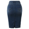 thumbnail image 3 of A2Y Women's Slim Fit Rayon Knee Length Back Slit Denim Jean Pencil Skirt Dark Navy 4XL, 3 of 3