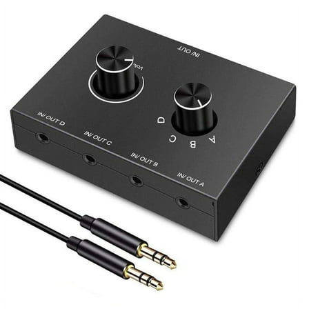 4 Way 3.5mm Jack Audio Switcher Stereo Bi-Directional Switch Splitter Box in 1 Out Headphone Amplifier