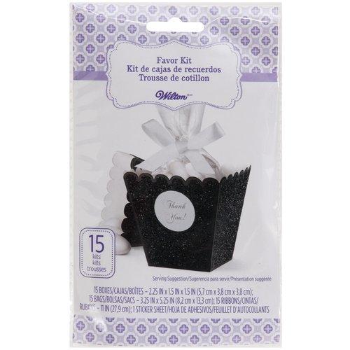 Wilton Black Glitter Popcorn Box Wedding Favor Kit