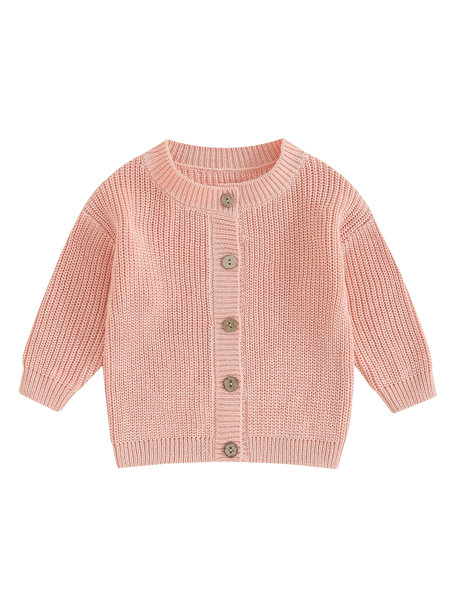 Kmbangi Cardigan Tricoté pour Bébés Filles Mignon Manches Longues Col Rond Couleur Unie Pull Boutonné Automne