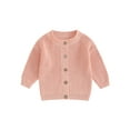 thumbnail image 2 of Baby Girls Knit Cardigan 3M 6M 12M 18M Cute Long Sleeve Round Neck Solid Color Button Down Sweater Fall Winter Tops, 2 of 10