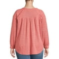 thumbnail image 3 of Terra & Sky Women's Plus Size Ruffle Top with Long Raglan Sleeves, 3 of 5