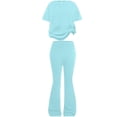 thumbnail image 2 of Girls 2 Piece Floral Outfits Ruffle Trim Long Sleeve Blouse & Elastic Waist Wide Leg Pants Casual Fall Clothes for Kids Green Size 9-10 Years, 2 of 4