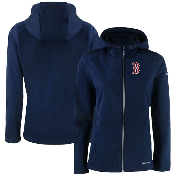 Women's Cutter & Buck Navy Boston Red Sox Evoke Eco Softshell Recycled Full-Zip Jacket