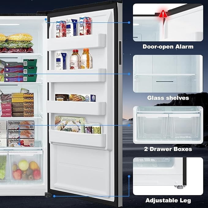 SMETA 33 inch All Refrigerator in Stainless Steel 21 Cu ft Right Door Fridge