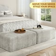 thumbnail image 4 of Large Oversized Ottoman Bench for Living Room, Extra Seating & Coffee Table for Sofa, Plush Corduroy Pouf Footrest, No Assembly Needed, Rectangle Floor Ottoman, (Oyster White), 4 of 11