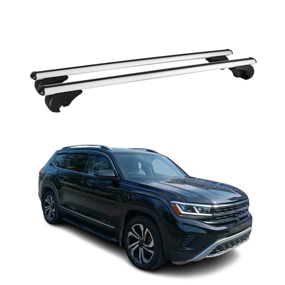 Lockable Roof Rack Cross Bars Luggage Carrier for VW Atlas 2018-2026 Gray 2Pcs