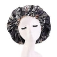 thumbnail image 1 of Gorro de dormir extragrande de satén de seda para cabello rizado, gorro reversible de doble capa para cabello negro natural., 1 of 5